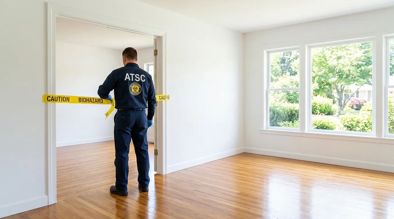 Certified biohazard cleanup crew performing Decomposition Cleanup in Albion